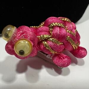 Pink and gold turtle brooch